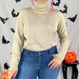 Women's Gold Turtleneck Sweater